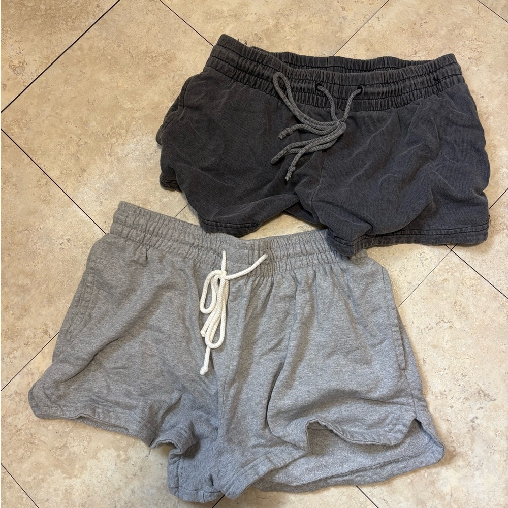 Urban Outfitters Women's Drawstring Athletic Shorts - Charcoal & Light Gray
